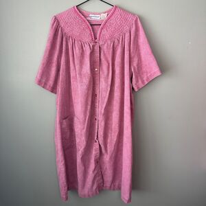 Vintage Smart Time Pink Snap Nightgown Women L/XL